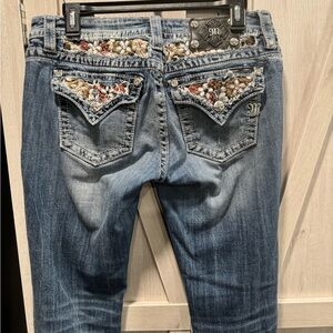 Embroidered Blue JeansMiss Me Bootcut Jeans